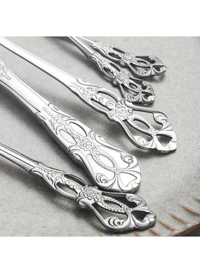 30Pcs High End Mirror Polishing Stainless Steel Royal Flatware Set Vintage Embossed Pattern Dishwasher Safe - Image 5